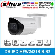 Dahua Original IPC-HFW2431S-S-S2 4MP HD POE SD Card Slot H.265 IP67 IK10 30M IR Starlight IVS Upgradeable Mini Bullet IP Camera