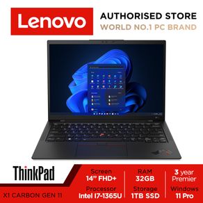Lenovo ThinkPad X1 Carbon Gen 11 | 14" FHD+ (1920x1200) IPS 400nits Anti-glare | Intel Core i7-1365U | Intel Iris Xe | 32GB RAM | 1TB SSD | Win 11 Pro | 3Y ADP + 3Y Premier Support