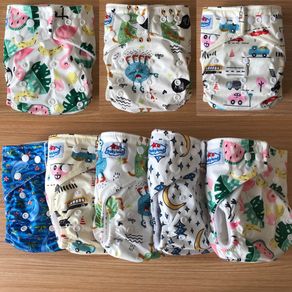 New Arrive ! 0-3 Years Baby Cloth Diapers One Size Fits All Pocket Diapers 4pcs + Microfiber Inserts Absorbents 4pcs Nappy Cover