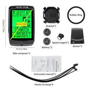 WEST BIKING Waterproof Bicycle Computer 5 Language Wireless Speedometer LED Backlight Bike Accessories Multifunction Cycling Odometer Stopwatch