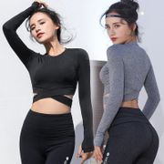 Long Sleeve Gym Yoga Tops Sports Crop Top Women's Seamless T-shirt Fitness Woman Sport Tshirt Workout Tops For Women Sportswear
