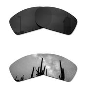 Glintbay 2 Pairs Polarized Sunglasses Replacement Lenses for Oakley Fives Squared Stealth Black and  Silver Titanium