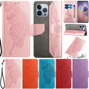 Luxury Casing For iPhone 13 Pro Max 12 Pro Max 11 Pro Max 12 Mini 13 Mini Butterfly Flowers Pattern Wallet Soft Pu Leather Card Slots Flip Phone Skin Magnetic Lock Stand Cover