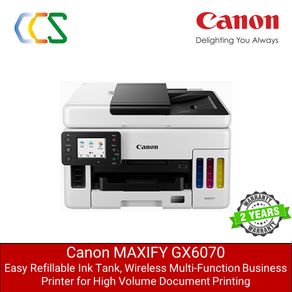 [ Ready Stock ] Canon MAXIFY GX6070 Easy Refillable Ink Tank Wireless Multi-Function Business Printer for High Volume Document Printer GX6070 ***FREE GIFT $60 voucher PROMO PERIOD From Canon