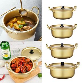 BolehDeals Korean Ramen Noodles Pot Aluminum Soup Pot with Lid Noodles Milk Egg Soup Cooking Pot Fast Heating for Kitchen Cookware