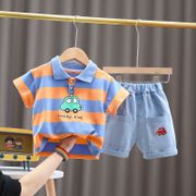 ┅Boys summer short-sleeved suit 2021 handsome and trendy baby children s baby summer clothes cute baby summer two-piece