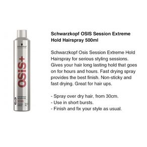 500ml Schwarzkopf oasis+ Session 3 extreme hold hairspray 500ml