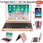 For Apple iPad 9.7 2017 Keyboard Case 5 5th Generation A1822 A1923 Wireless Keyboard Smart Flip Cover Case + Screen Protector