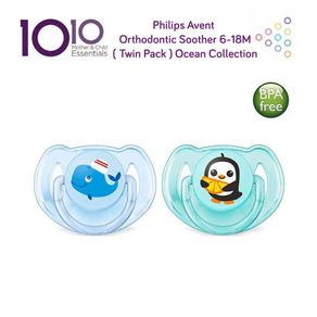 Philips Avent Orthodontic Soother 6-18M Twin Pack Ocean Collection