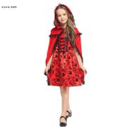 M-XL Girls Halloween Little Red Riding Hood Costumes Kids Children Anime Cosplay Carnival Purim Christmas Masquerade party dress