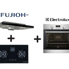 FUJIOH FR-MS1990R 90CM SLIMLINE HOOD + FUJIOH FH-GS5530 3 BURNER GLASS HOB + ELECTROLUX EOB2400AOX 72L BUILT-IN OVEN