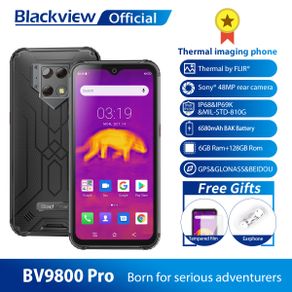 Thermal Imaging Mobile Phone 6GB+128GB Smartphone Helio P70 Android 9.0 Waterproof 6580mAh Blackview BV9800 Pro