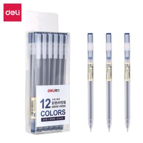 Deli 12 PCS Colored Gel Pens 0.5 mm fine point ballpen School supplies