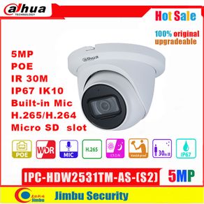 Dahua 5MP IP Camera Lite Dome IPC-HDW2531TM-AS-S2 IR30m  POE  Built-in MIC Micro SD Memory CCTV Smart Detection