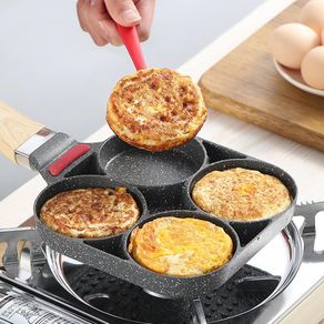 Mini Skillet Iron Pan Frying Pan Cast Iron Pot Non-stick Egg Dumplings  Artifact Cookware For Frying Saute Cooking Wooden Handle