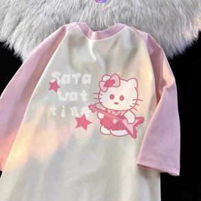 Sanrio Hello Kitty Clothes Cartoon Printed Casual T-shirt Y2k Top