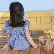 Baby Dress Western Style Influencer Plaid Skirt Pure Cotton 1-2-3-4 Years Old Girls Summer Children Princess