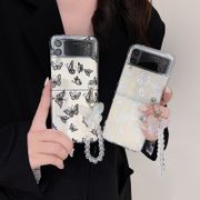 Cute butterfly laser chain Clear PC Hard Flip Case Samsung Galaxy Z Flip 3 5G ZFlip1/2 3 Shockproof Phone Cover Case