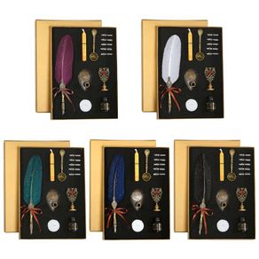 Calligraphy Feather Dip Quill Pen Writing Ink Set Stationery Gift Box