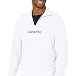 Calvin Klein Men's Logo French Terry 1/4 Zip Sweatshirt, Brilliant White, Small