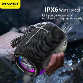 Awei Y525 Y526 Portable TWS Wireless Bluetooth Speaker, Built in Mic TF Card, AUX IPX6 Outdoor Waterproof Speakers