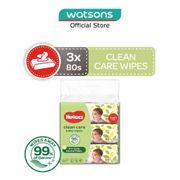 HUGGIES Clean Care Baby Wipes - 3 Packs x 80 Wipes