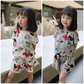 Summer Children Clothing Sets Boys Girls Cartoon Mickey Print Casual T-shirt Shorts 2pcs/Set Outfit Kids Clothes Suit
