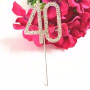 Happy 40th Birthday marriage Anniversary party decoration kits 5 cm Number 40 Rhinestone Crystal Cake Topper