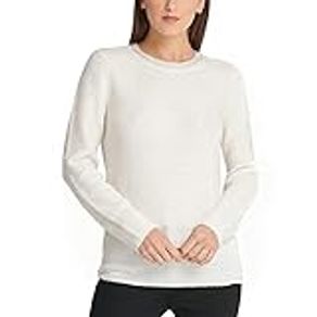 DKNY Womens Ivory Embellished Long Sleeve Crew Neck T-Shirt Sweater Size