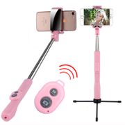 5-in-1 Wireless Bluetooth Remote Control Foldable Handheld Selfie Stick Mini Portable Stainless Steel Tripod With Mirror