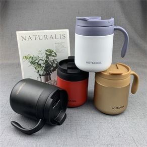 Mini 350ml 304 Stainless steel Office Coffee Mugs Brief Cafe Vacuum Tea Cup Thermos Flask Family Party Beer Handle Milk Cup