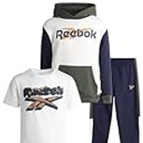 Reebok Boys' Active Jogger Set - 3 Piece Long Sleeve Shirt and Sweatpants - Performance Fleece Tracksuit for Boys (8-12), Size Vector