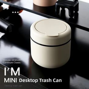 Mini Desktop Bin Small Trash Can Tube with Cover Bedroom Trash Can