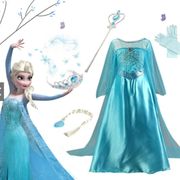 [WFRV]Frozen Anna Elsa Dress Kids Girls Birthday Party Cosplay Costume Frozen Princess Elsa Long Sleeves Dress PWdu