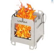 Lixada Portable Stainless Steel Lightweight Folding Wood Stove Pocket Stove Outdoor Camping Backpacking Cooking Picnic