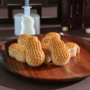 AMZ Silicone Material Chinese Moon Cake Mould Peanut Shape Mooncake Moulds Gifts for Children Friend for Mid-Autumn Fest
