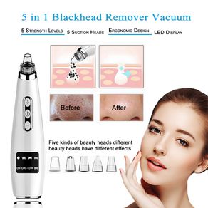 Blackhead Remover Vacuum Electric Facial Comedo Suction Pore Cleaner Extractor Tool 5 Replaceable Suction Heads