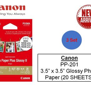 Canon PP-201 3.5" x 3.5" Photo Paper  Plus Glossy II (20 sheets) - 3 SET