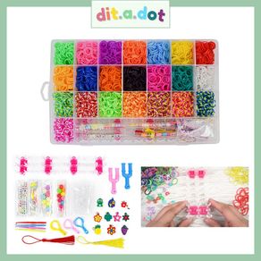 600-1500pcs+ Colorful Loom Bands Set Candy Color Bracelet Making Kit DIY  Rubber Band Woven Bracelet