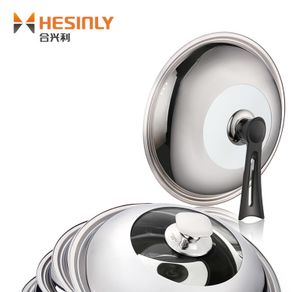 Stainless steel general transparent glass flat bottom frying pan lid household vertical oil proofing skillet wok pot cover
