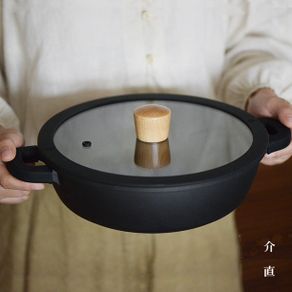Double ear glass lid non stick pot multi-purpose frying pan soup rice stewpot hot pot Japanese Sukiyaki induction cooker