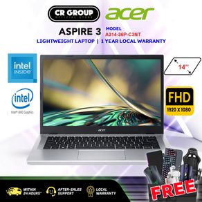 Acer Aspire 3 A314-36P-C3NT - Intel N100 - 14" FHD - 4GB LPDDR5 - 128GB eMMC - Preloaded 1 Year Microsoft Office 365 (P) (1Yrs Local Warranty)