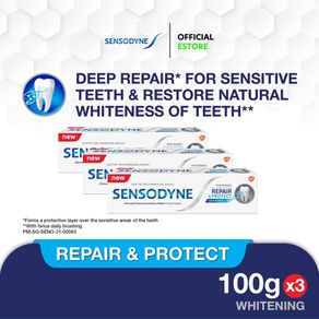 SENSODYNE Toothpaste, Repair and Protect, Deep Repair, Lasting and Daily Sensitivity Protection, Whitening,100g [3 Pack]