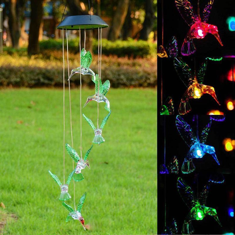 solar powered dangling hummingbird lights