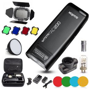 Godox AD200 Kit 200Ws 2.4G TTL Pocket Flash Strobe 1/8000 HSS Cordless Monolight 2900mAh Lithimu Battery and Bare Bulb/Speedlite
