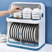 2 Layers Household Dish Drain Rack With Lid Dish Rack Tableware Storage Box Plastic Cupboard Kitchen Storage Holder Organizer