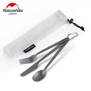 Naturehike Titanium Tableware Set Spoon Knife Fork Camping Hiking Portable Ultralight 3 In 1 Set