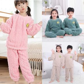 Children s flannel pajamas autumn and winter boys and girls coral fleece plus velvet pajamas mother and daughter parent-