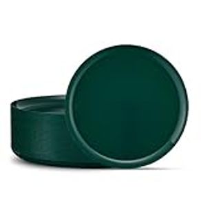 PLASTICPRO [30 Pack 8.6'' Christmass Green Plastic Party Plates Edge Collection Premium heavyweight Elegant Disposable Tableware Dishes