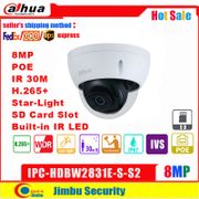 Dahua 8MP IP Camera POE IPC-HDBW2831E-S-S2 Starlight  H265+ IR30M Built-in SD Card Slot CCTV Camera Dome Mini Security Camera